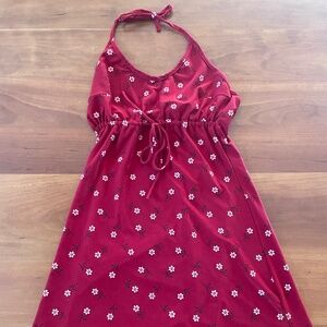 Red halter dress